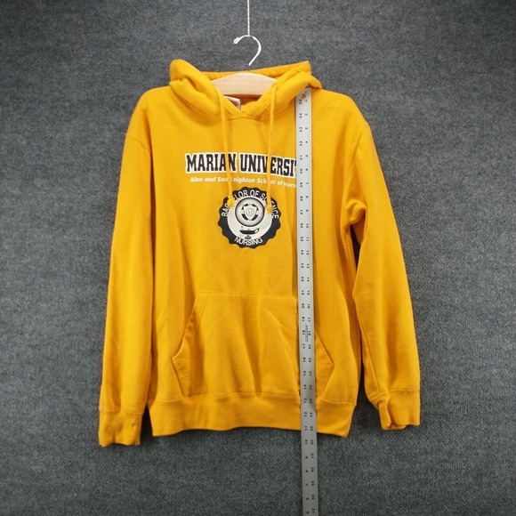 Dodger Men's Marian University Nursing Pullover Graphic Hoodie Yellow Small - Picture 10 of 12